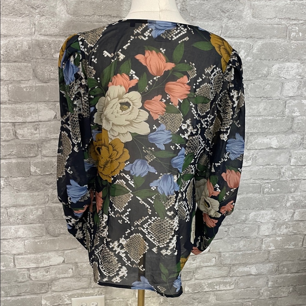 CAbi Snake Charmer Floral Semi Sheer Top - Picture 6 of 11